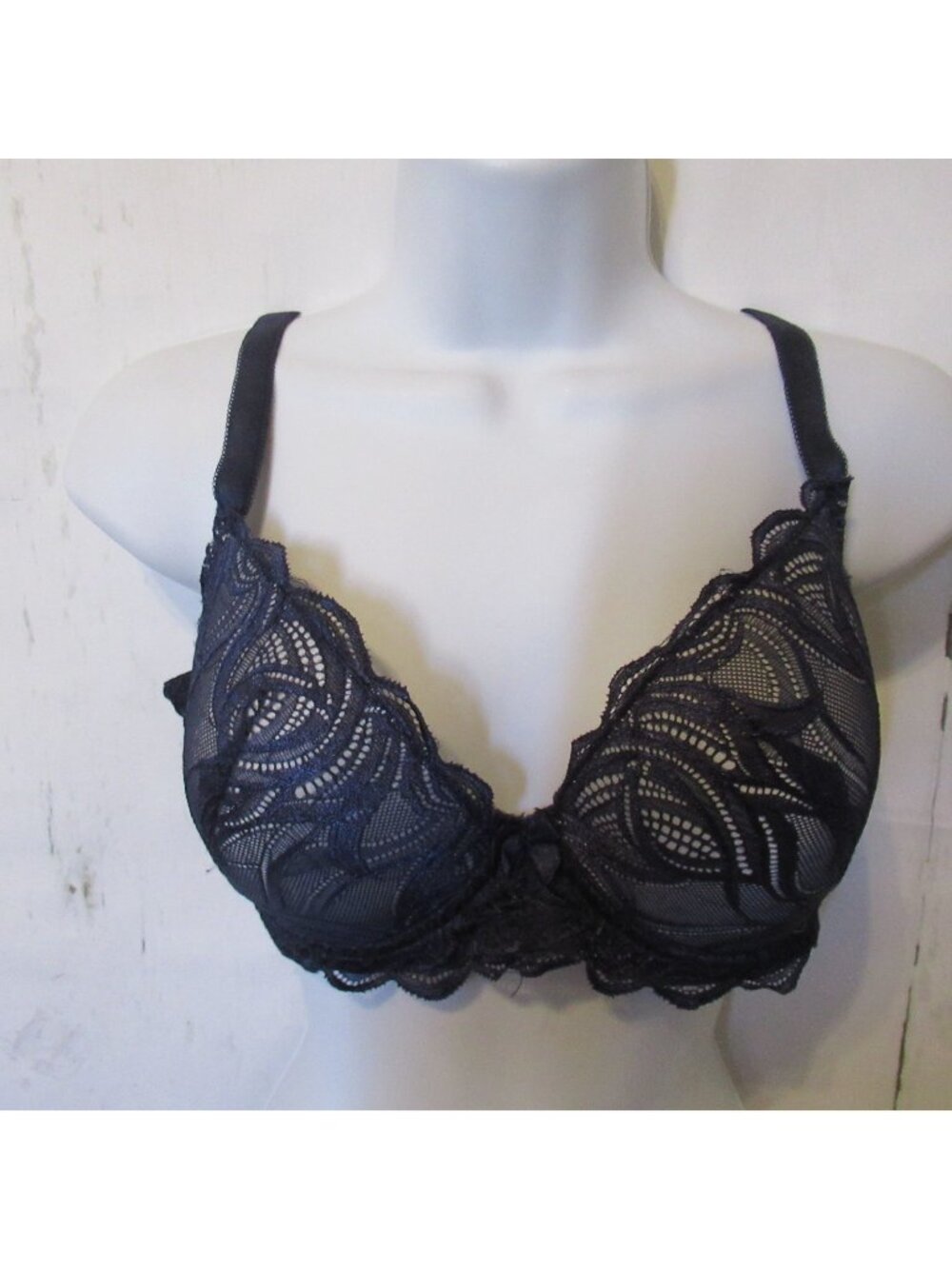 Paramour Bra 38C Blue Lace Underwire Back Closure 583552